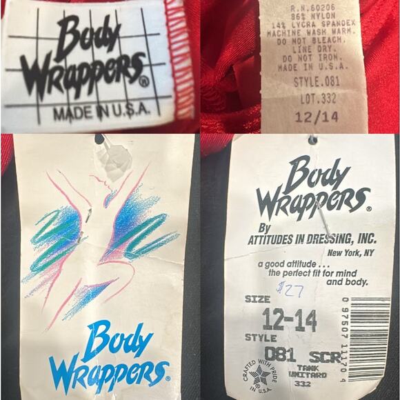 VTG 80s Body Wrappers XS Deadstock Red Unitard Dance Leotard Catsuit Cosplay - Picture 13 of 14